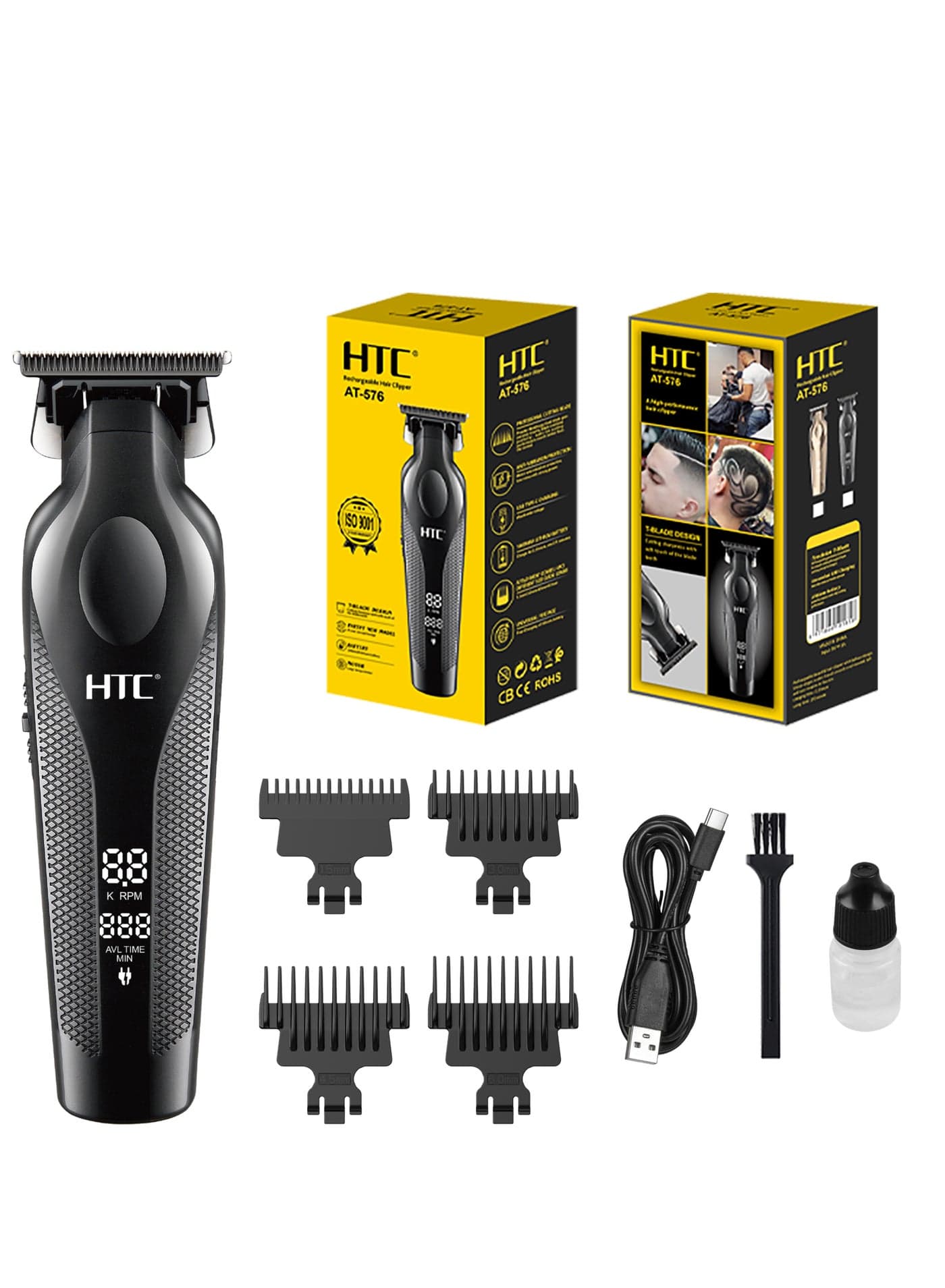 HTC AT-576 Cordless Hair Clipper with powerful motor and Zero Cutting blades