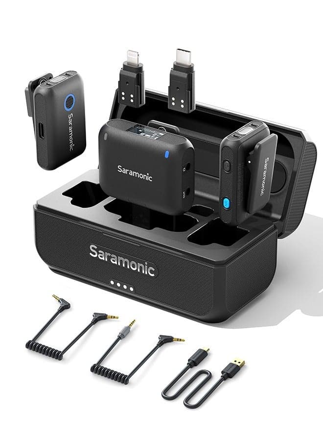Saramonic Blink 500 B2+ Wireless Lavalier Microphone,4-in-1 Micro 2-Person Digital Wireless Microphone System far Cameras for iPhone Android iPhone15 Cameras Computers for Live Stream Vlog Interview