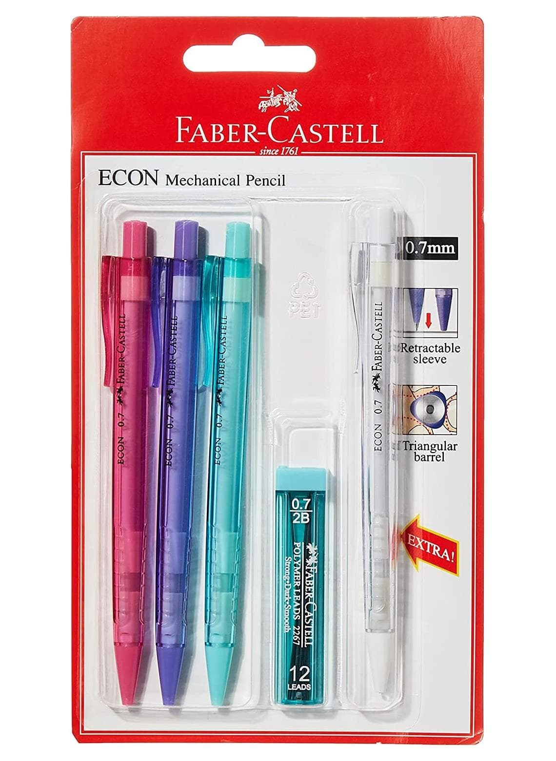4-Piece Mechanical Pencils With a Pack of Leads 0.7mm