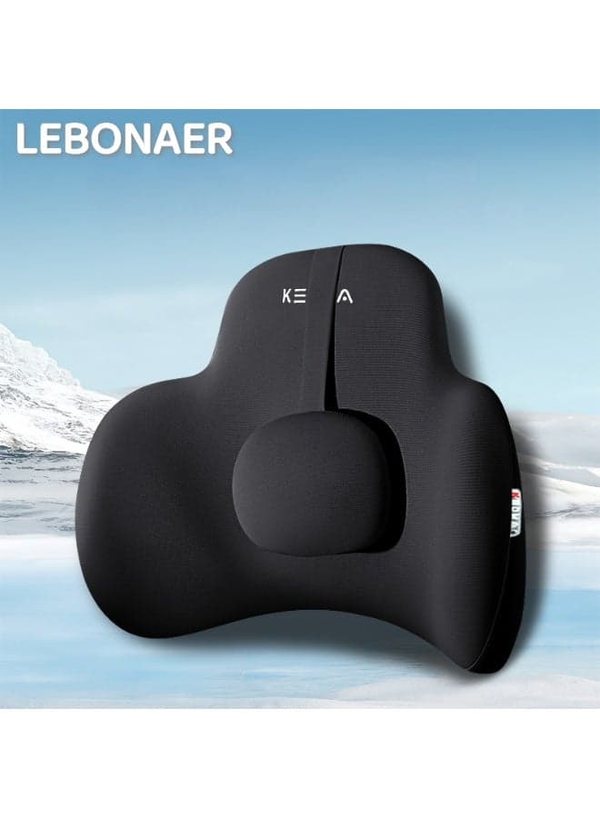 Gel Back Pillow,Breathable Silicone Ice Pads,Adjustable Lumbar Support Pillow for Chair,Car Seat,Wheelchair,Gaming,Office Chair,Enhanced Comfort Memory Foam Back Cushion(Black)