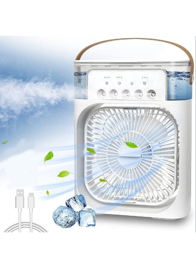 SHENGYI Portable Fan Mini Air Conditioner Fan, Desktop Misting Fast Cooling Fan With Led Light, Multifunctional Evaporative Air Cooler Oscillation/Humidifier/Timing Function For Room Office