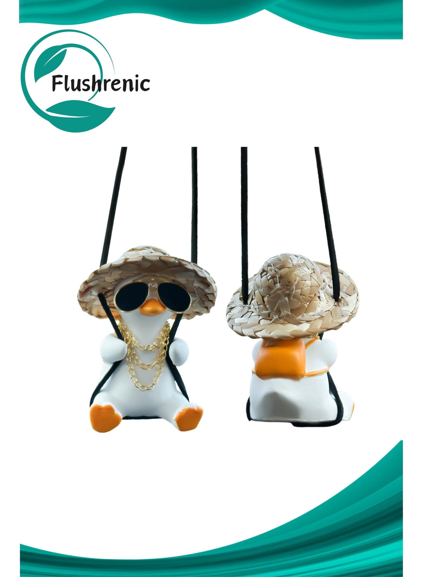 Swinging Duck Car Suspension Ornament - Cute Rearview Mirror Pendant - Accessories for Men, Women, and Teens - Suitable for Cars, Trucks, Homes, and Offices