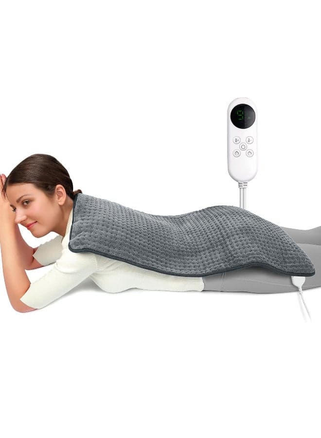 Electric Heating Pad for Back Pain Relief, Large 60×30cm Double Flannel Heating Pad for Cramps & Arthritis, Multiple Heat Settings, Auto Shut-Off