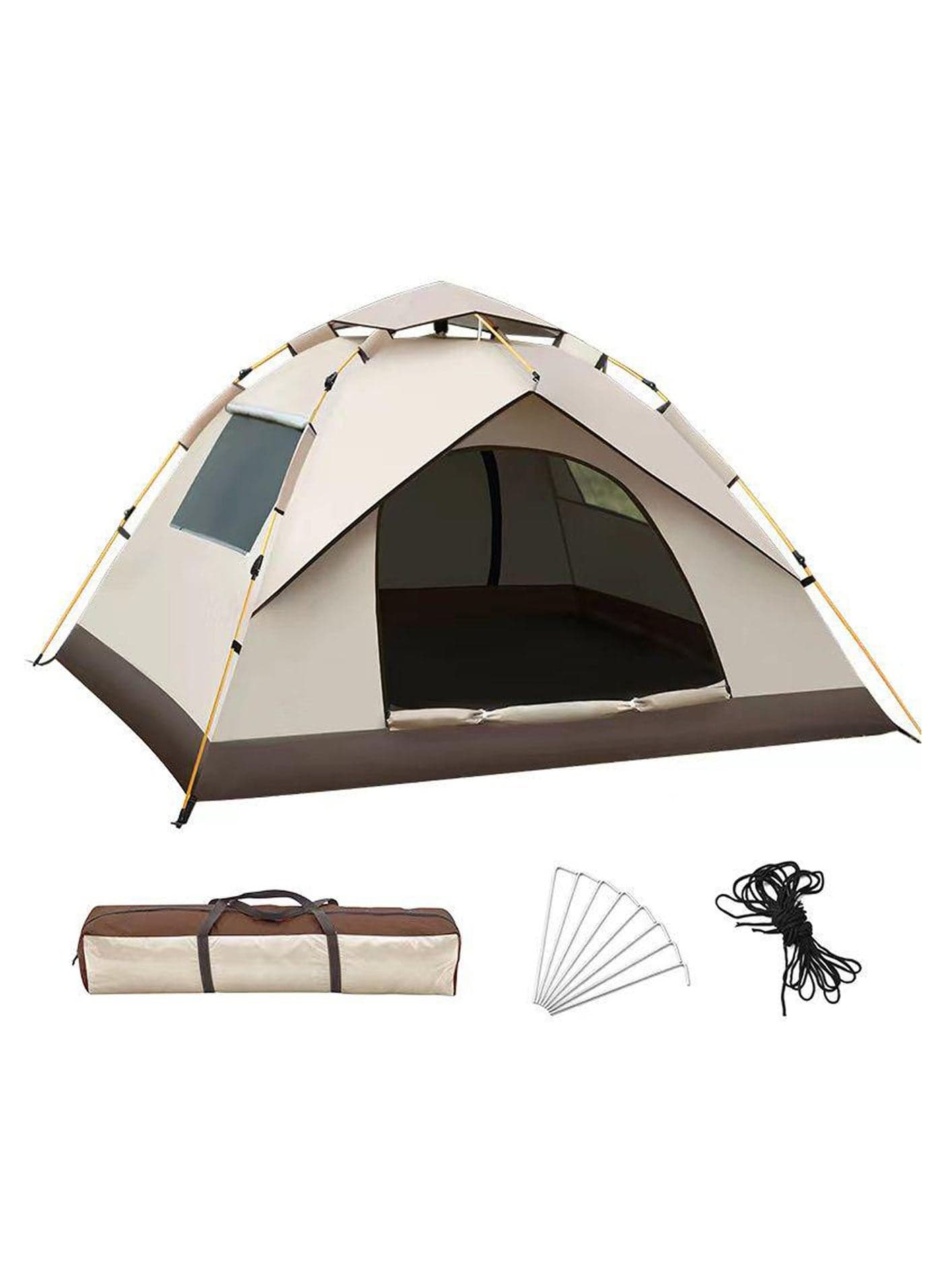 4 Person Automatic Camping Tent | Lightweight Waterproof Pop-Up Tent with Removable Rainfly & Carry Bag | Easy Setup Outdoor Tent for Desert Camping, Hiking & Family Trips