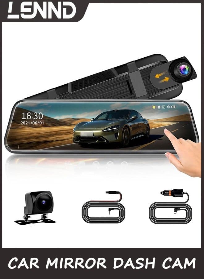 Car Mirror Dash Cam,Front and Rear View Mirror Camera,Backup Camera for Cars with 1080P FHD Full Touch Screen,Reverse Camera with Loop Recording Streaming Media 170°Wide Angle Parking Assistance