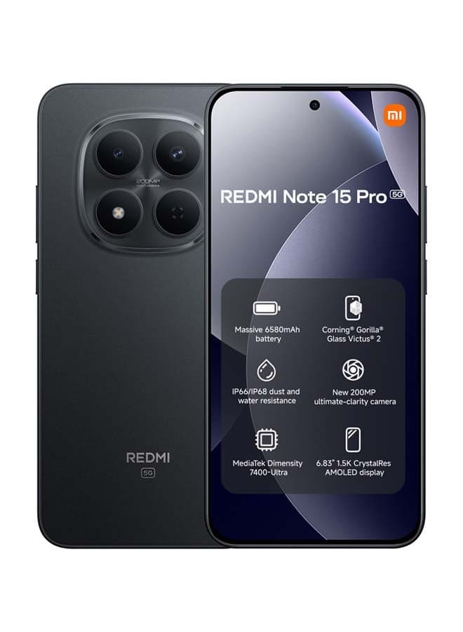 Redmi Note 15 Pro Dual SIM 5G Black 12GB RAM 256GB - Global Version