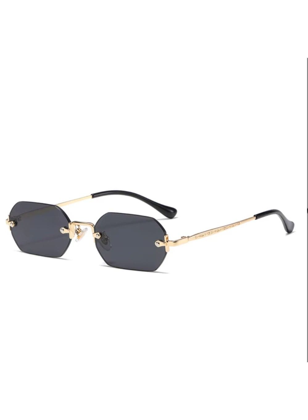 Rayan - Rimless Metal Frame Vintage Small Polygon Gradient Sunglasses UV Resistant Fashion Unisex Sunglasses for men & women in 5 colours Black, Brown, Blue ,Grey, & Pink Gradient Lens,