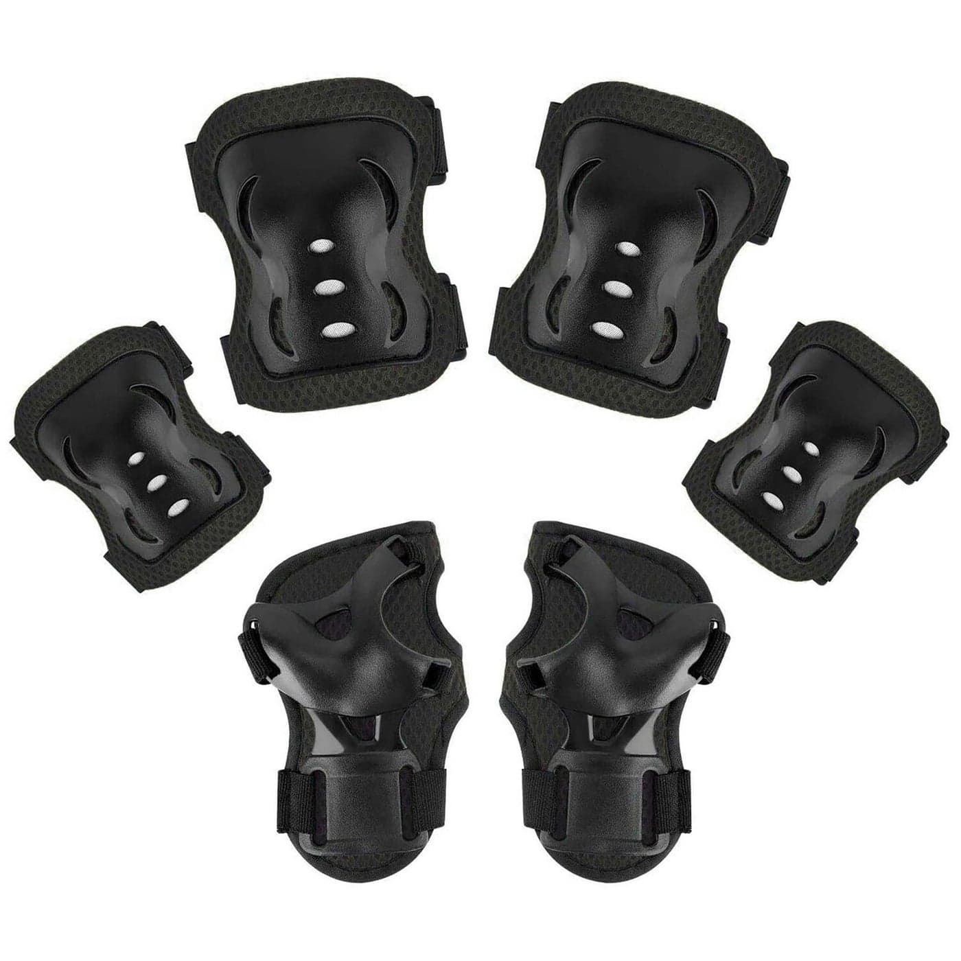 Spartan Knee Elbow and Wrist Protective Set XS – Black | Foam Cushion with Hard Slide Caps | Soft Fleece Liner | Flex Velcro Straps | Youth XS Fit for Ages 3‑7 | Multi‑Joint Safety Gear SP‑9061XS