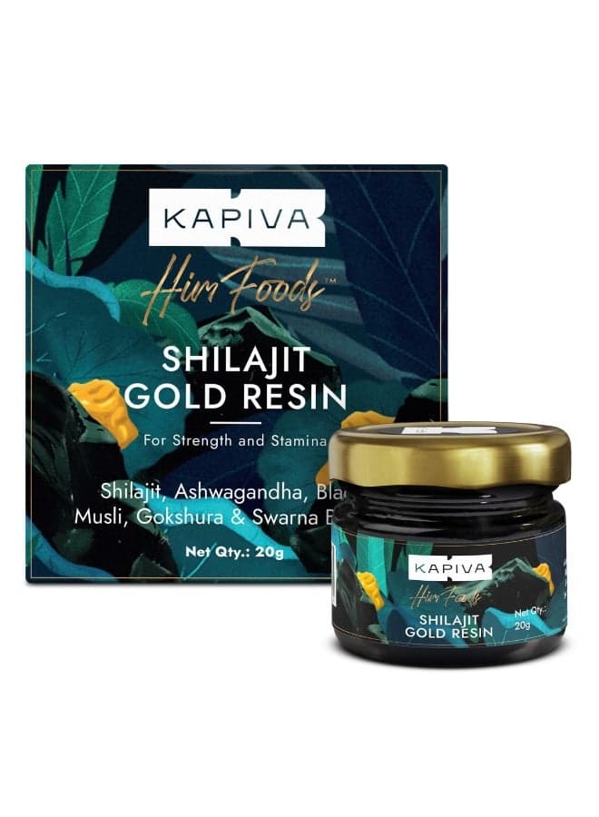 Kapiva Shilajit/Shilajeet Gold Resin - 20g | 500mg/Serving | 40 Servings | Boost Muscle Growth & Stamina | Contains 24 Carat Gold | 100% Ayurvedic