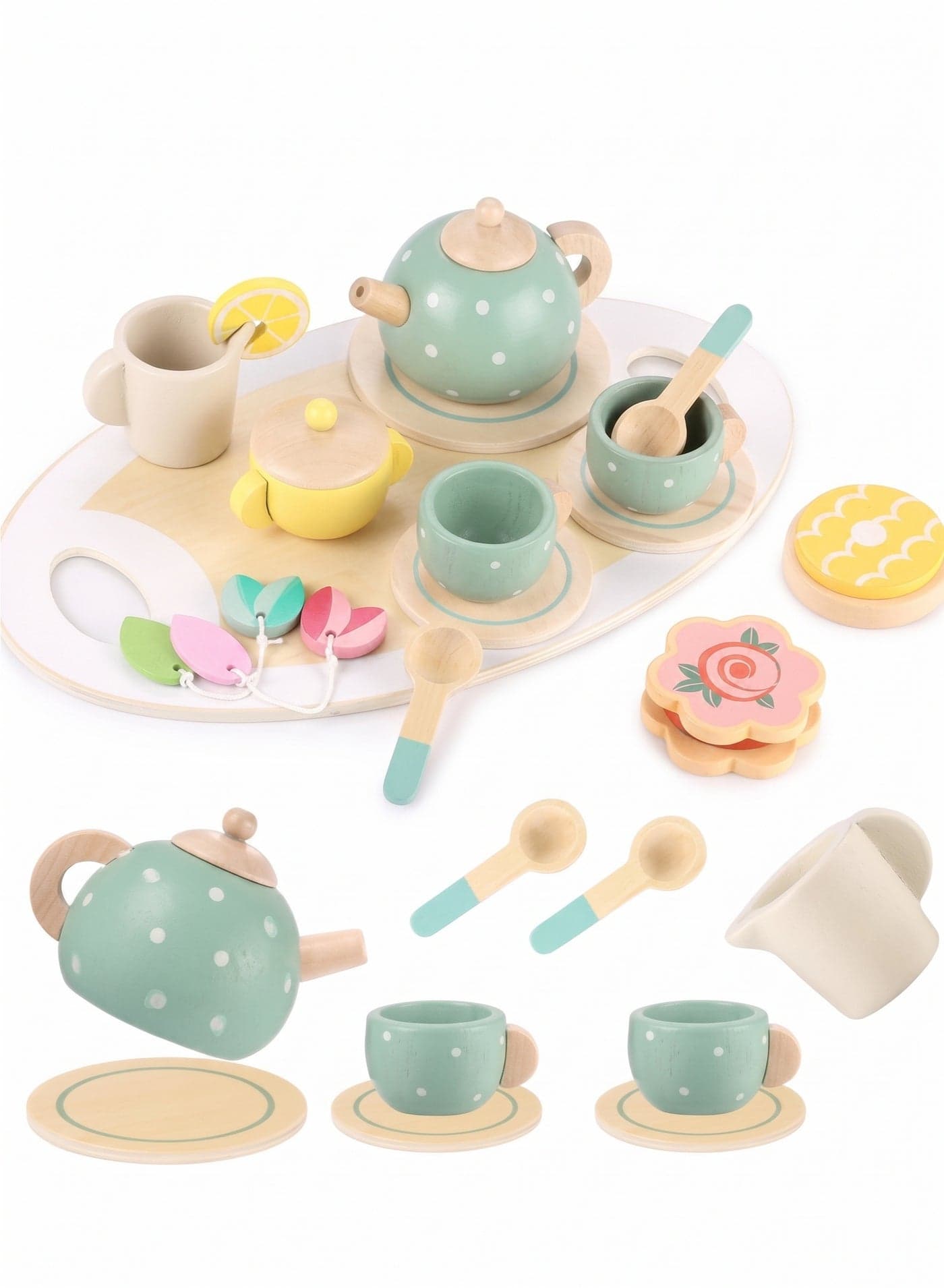 Kids Tea Toy Set with Tea Pot Cups, Toddler Girl Boy Afternoon Tea Toy Kitchen Accessories Play Food Playset for Kids Tea Party Toys