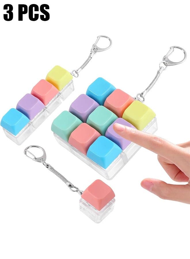 3 Pcs Keyboard Fidget Toys, with Keychain, Mechanical Keyboard, Suitable for Adults to Relieve Stress and Pass The Time (3 Styles)