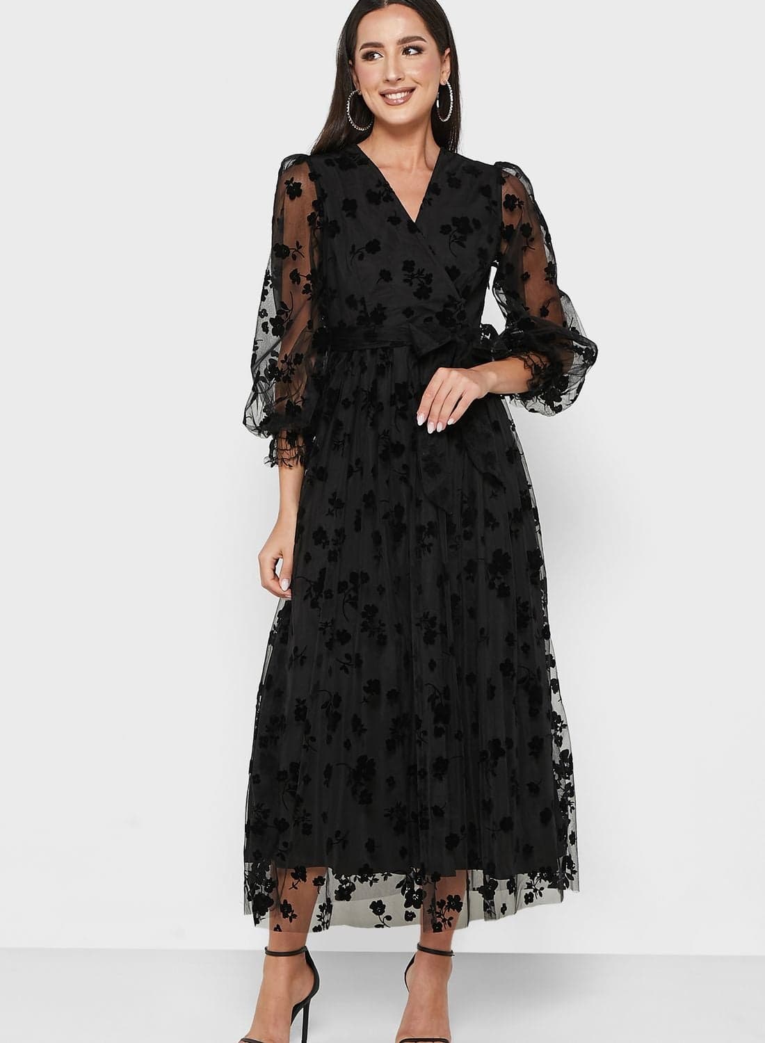 Floral Overlay Midi Dress