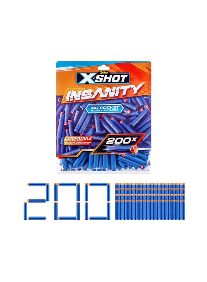 Insanity 200Pk Refill Darts Foilbag - Action Aiming Game For Kids, Teen, Adults Boys & Girls, Outdoor Holiday Activities, Gifts For Kids Ages 8+