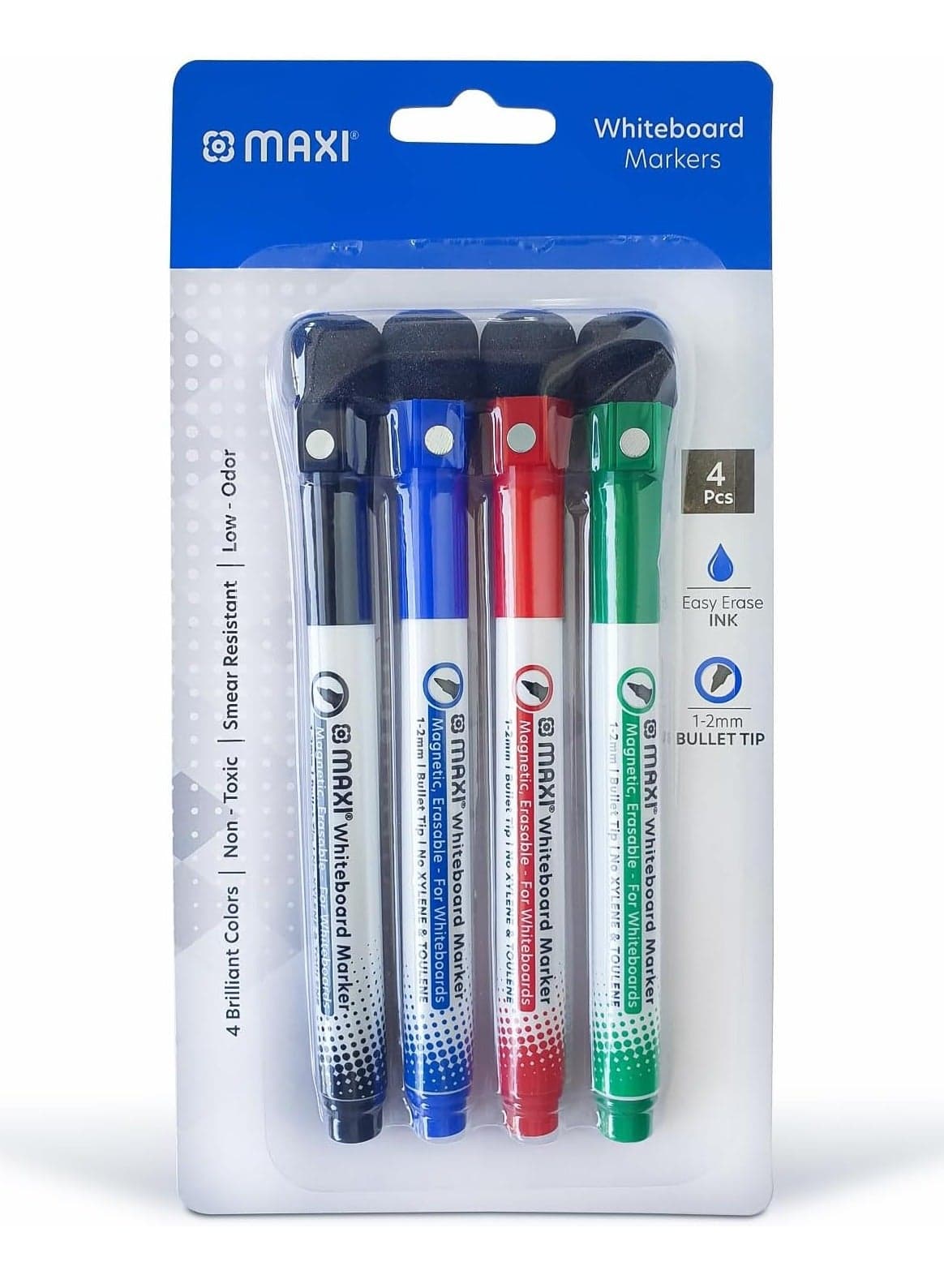 4-Piece Magnetic Whiteboard Marker with Eraser Multicolour