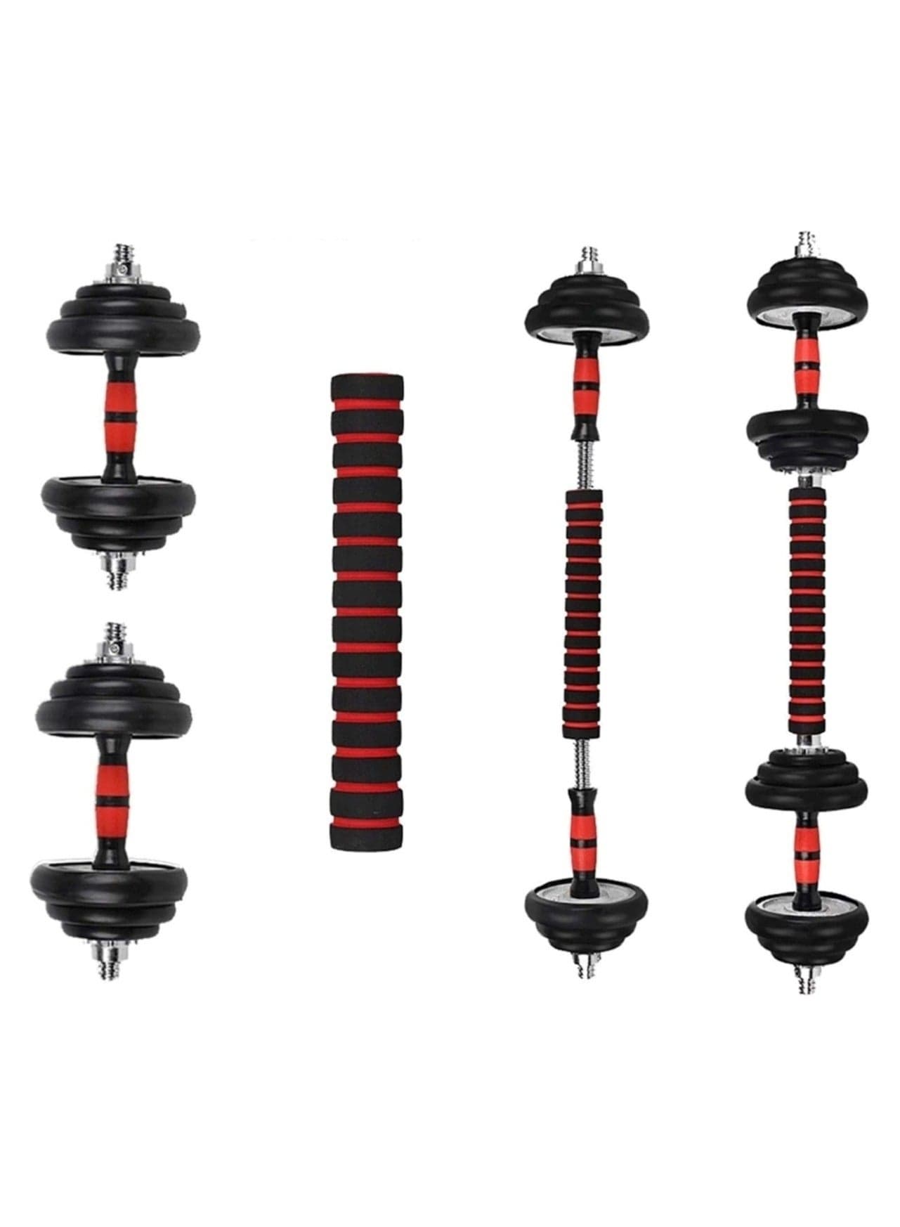 Black Heavy Duty PVC Dumbbells Set 24kg with Cement Core