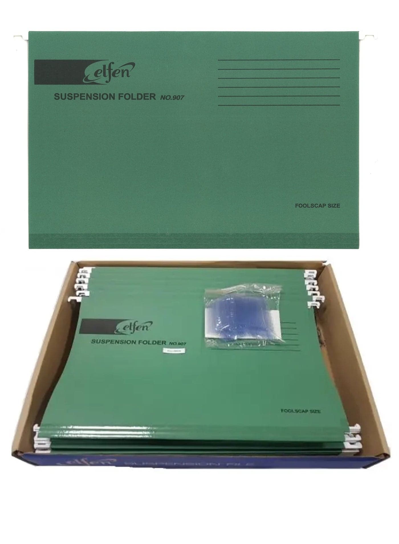 50-Piece Foolscap Size Hanging File Dull Green Colour