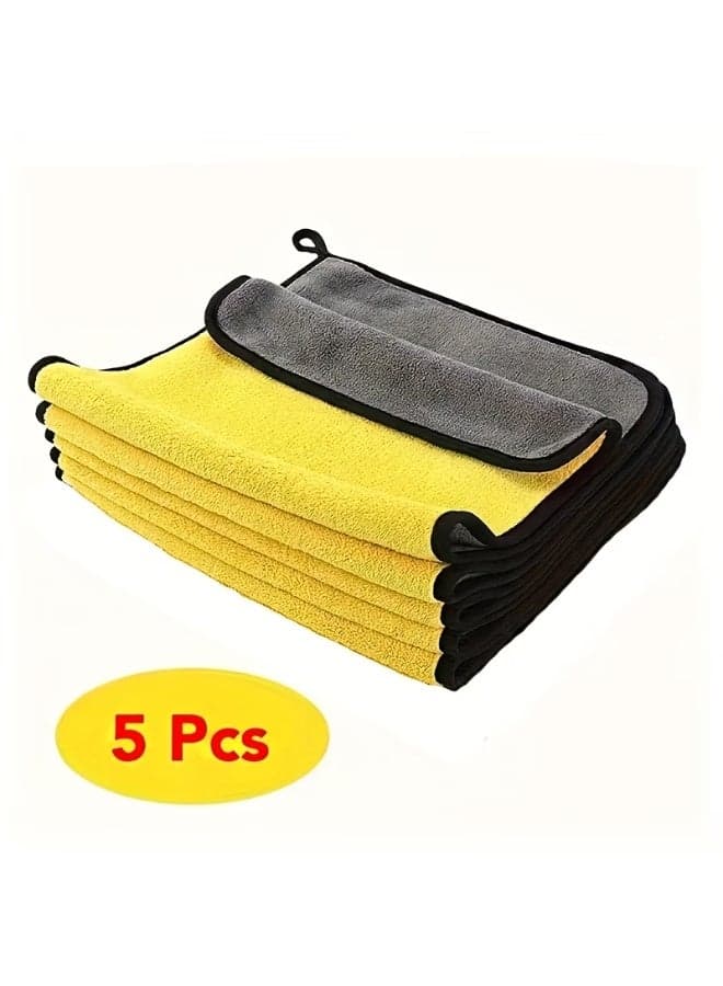 5-Pack Ultra-Fine Microfiber Car Cleaning Cloths | High Absorbency, Non-Shedding, Efficient Drying, Machine Washable | 30x30 cm, Professional Car Beauty Care Towels, Waxing and Polishing Cloths