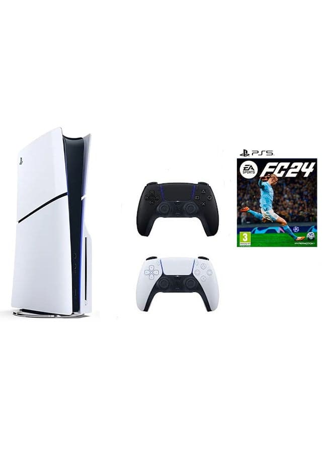PlayStation 5 Disc Slim Console With Extra Black Controller And FC 24