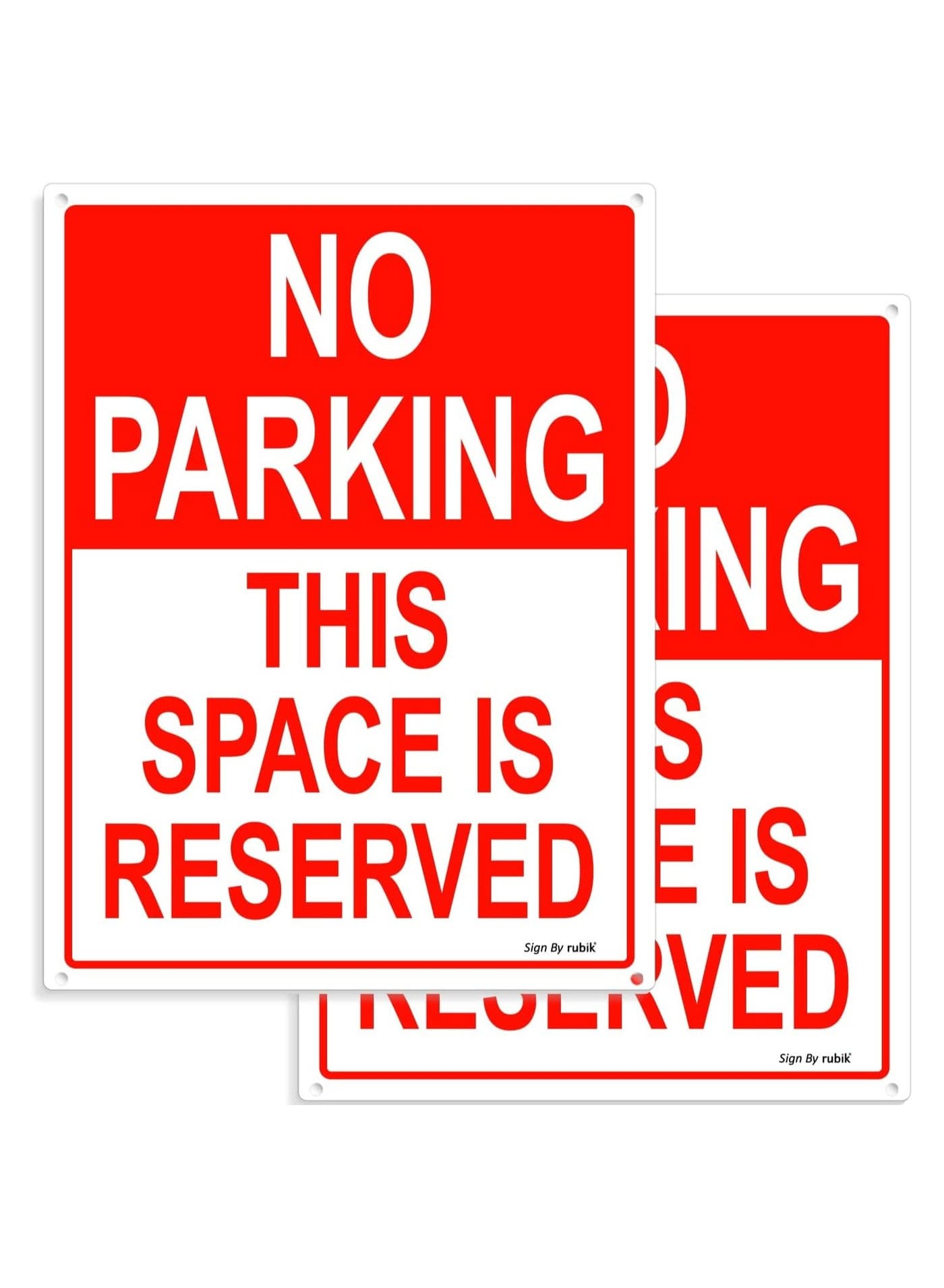 No Parking This Space is Reserved Sign 20x15cm, Reflective UV Protected Weather Resistant Plastic Sign (2pcs)