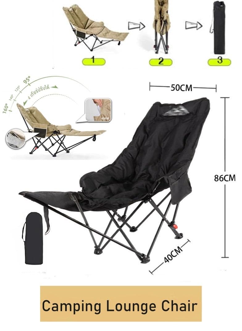 Folding chair, portable and comfortable camping chair, multifunctional folding chair, adjustable, outdoor picnic and travel folding chair, outdoor armchair with side storage pockets, fishing chair, perfect for camping, sports, outdoor, lawn, hiking