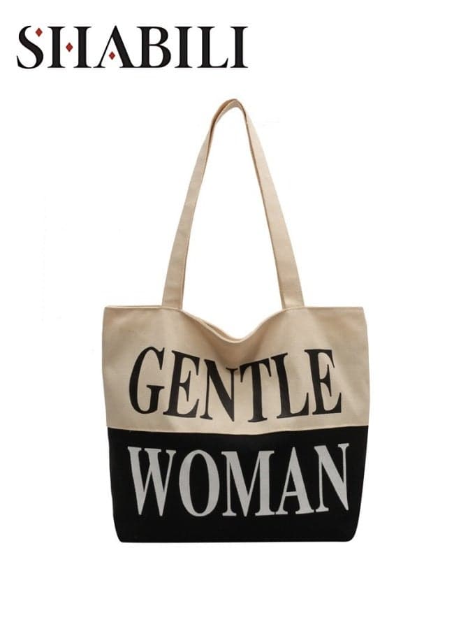 Women's Large Capacity Shopping Bag, Ladies Zipper Closure Handbag Tote Bags Clutch Bag, Daily Commuting Canvas Shoulder Bag Side Bag Carry Bag Satchel Bags College Bag for Girls, College Students
