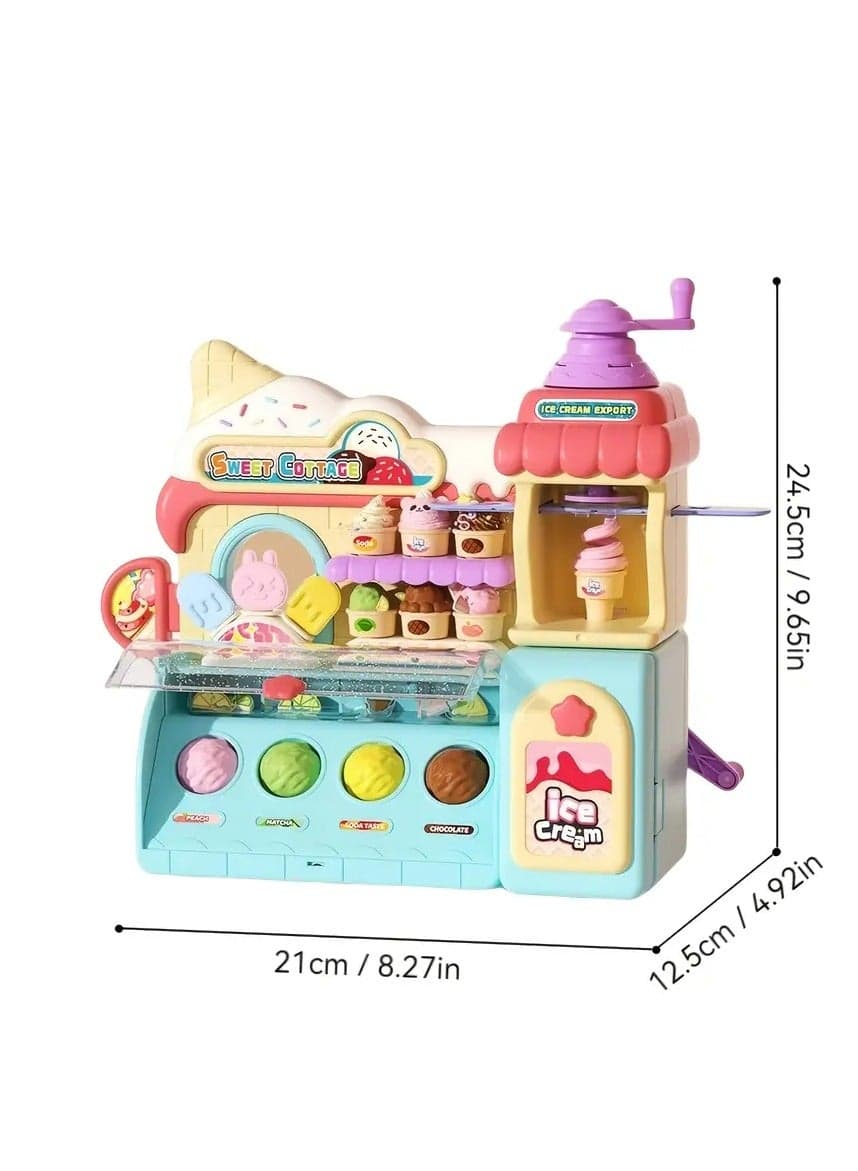 Kids Ice Cream Shop Playset, Pretend Play Kitchen Toy with Ice Cream Machine