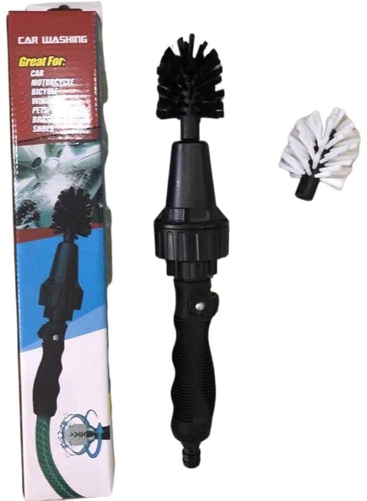 Wheel Brush - Auto Cleaning Kit Water, Powered Rim Cleaner to Scrub and Wash Tires, Grills, Bike and Motorcycle Wheels, Car Detailing Spinning Brushes
