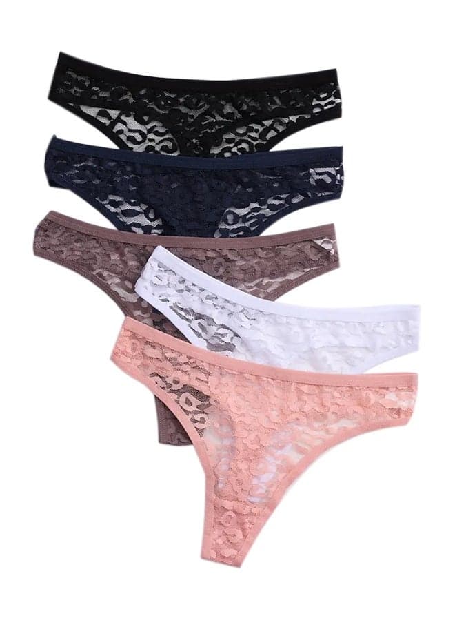 Zeemey 5-Piece Cotton Bikini Breathable Panties Low Waist Fashionable Ladies Panties