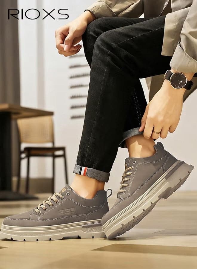 Men's Low Top Sneakers, Classic Vintage Loafers Sneakers, Lace-Up Elevator Shoes for Men, Stylish Cargo Shoes for Work, Lightweight Comfortable Walking Shoes, Man Athlesiure Shoes for Casual or Professional Settings, Formal Wear, Wedding Party, Public Speech, Versatile Trainers Brown Footwear