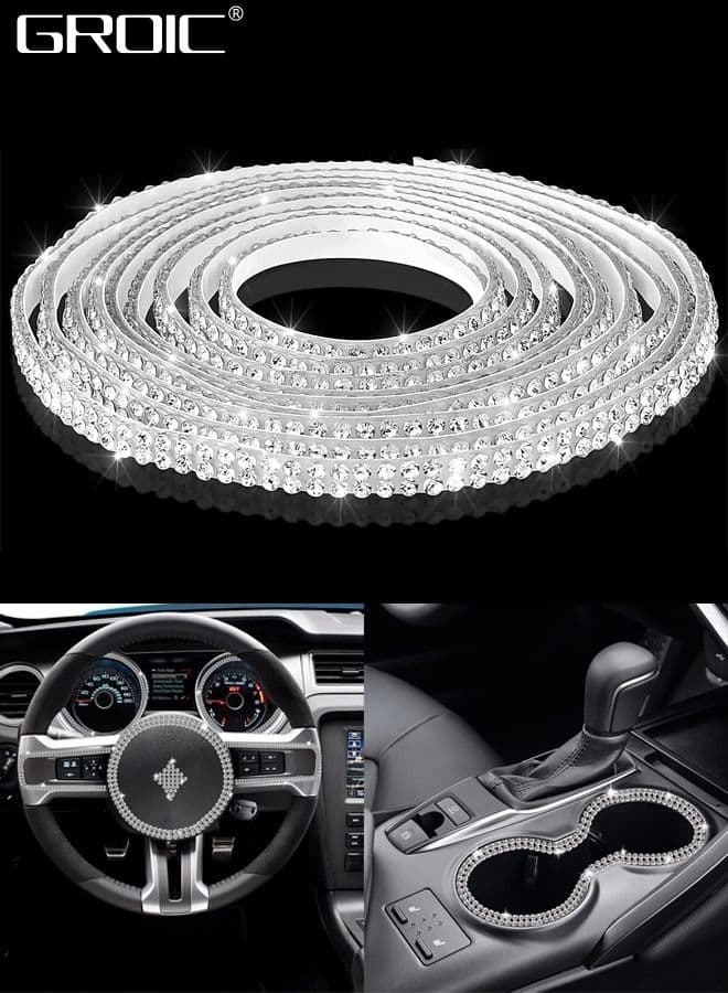 5M Bling Car Stickers Car Trim Self Adhesive Bling Car Interior Decoration Car Accessories for Women Car Dashboard Decorations Rhinestone DIY Car Accessories Bling Car Stickers for Car