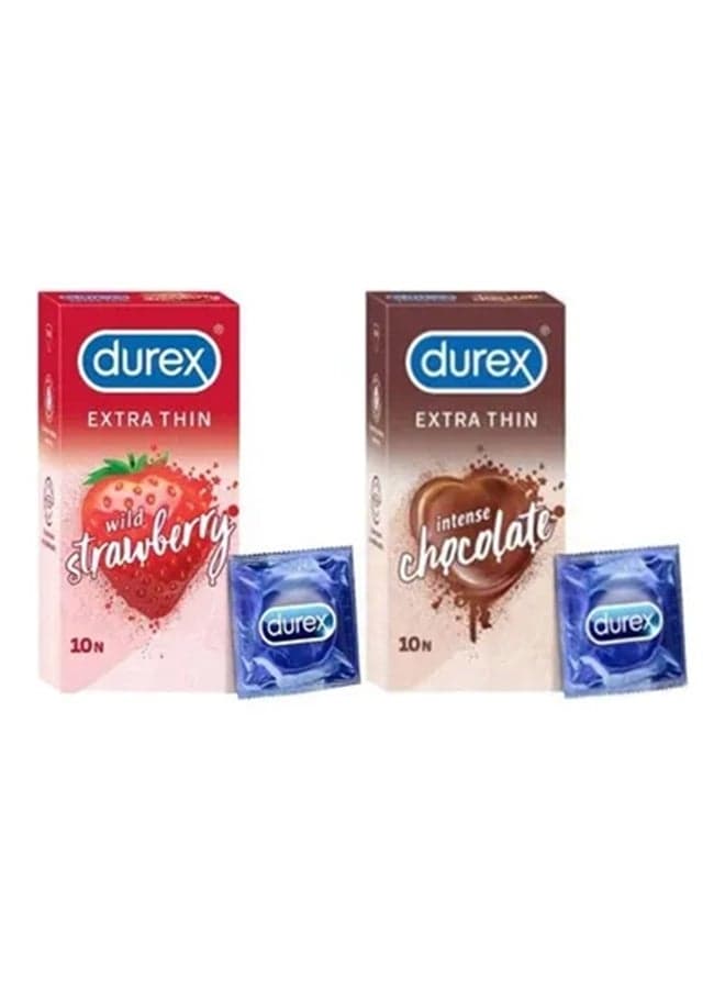 Pack Of 2 Extra Thin Wild Strawberry & Intense Chocolate Condoms For Men
