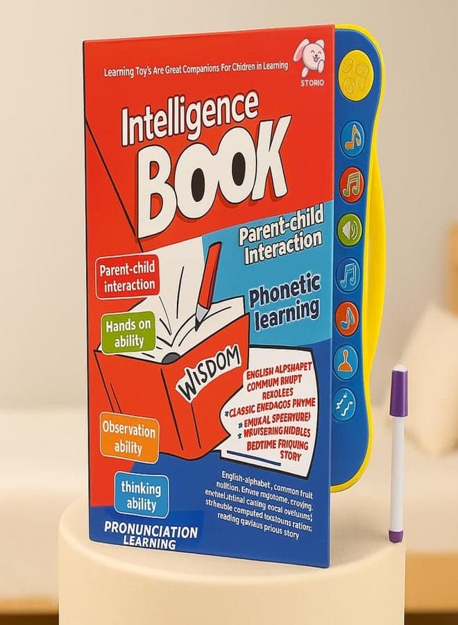 Storio Intelligence Book Sound Book for Children, English Letters & Words Learning Book, Fun Educational Toys. Activities with Numbers, Shapes Learning Book for Toddlers