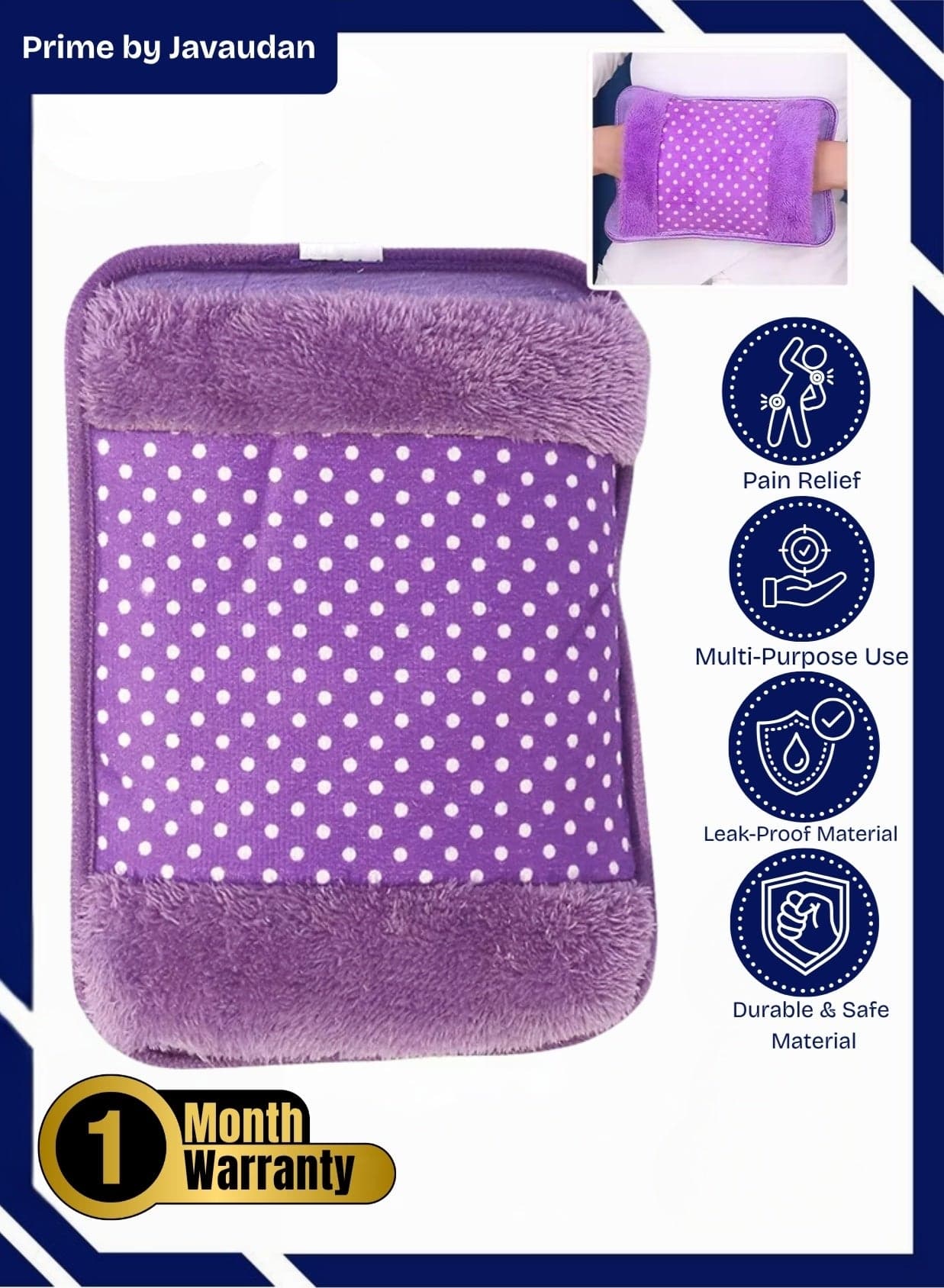 Electric Hot Water Bag Rechargeable Heating Bag with Fleece Cover for Cramps, Neck, Shoulders Pain Relief Bag for Hot Therapy Hand & Feet Warmer