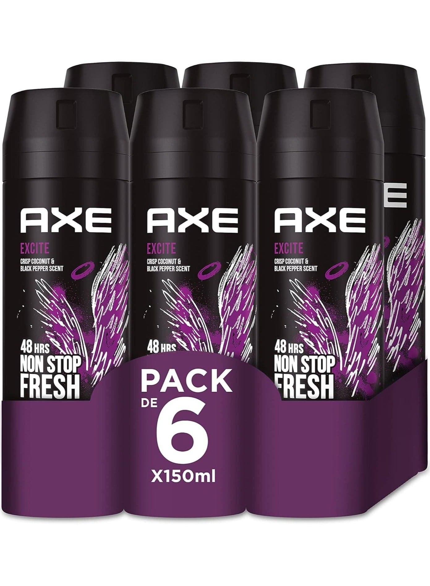 Body Spray for Men Excite 6 x 150ml 48h