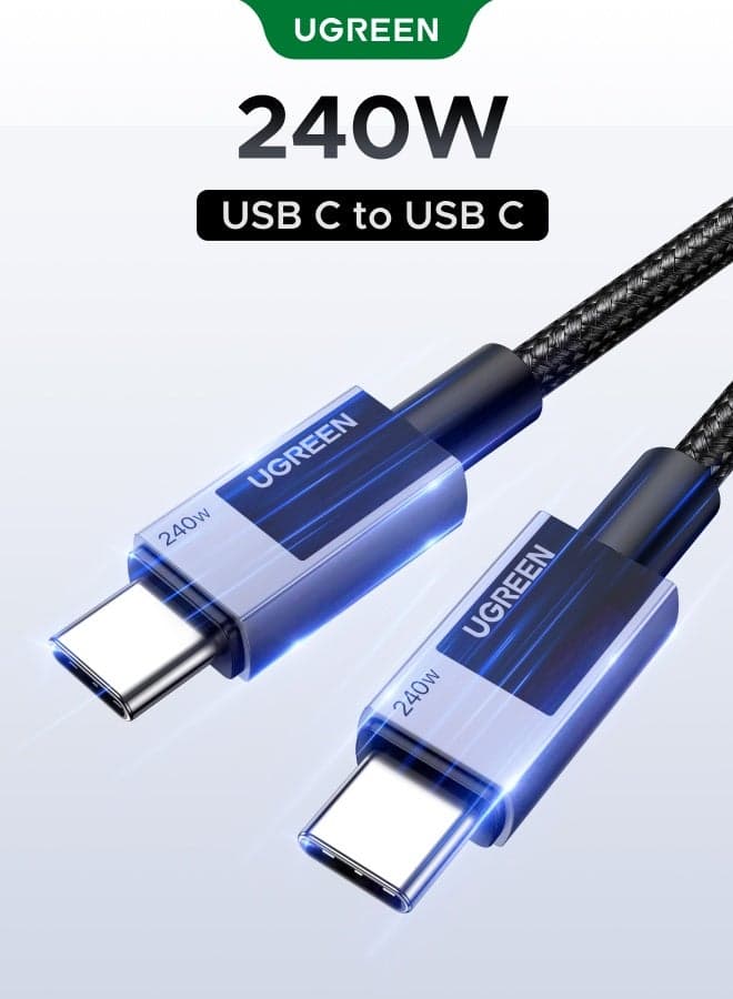 240W Fast Charging type c cable 2M, Black Braided Aluminum Shell cable type c, Technologically advanced Reliable usb c cable USB-C to USB-C with E-Marker Charging Cable, data cable type c for MacBook Pro 14‑inch/air,iPhone 17/16/15 Plus/Pro/Pro Max,Dell,HP,Lenovo,SamsungGalaxyS26 S25 S24 +/FE/Ultra,Ipad Air/Pro, Laptops and More 2m 240W