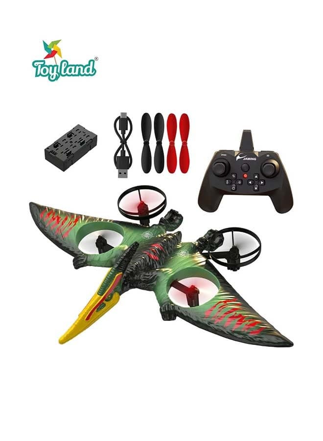 Toyland Remote Control Flying Dinosaur Drone Toy with Controller, USB Charging, Spare Propellers – Easy to Fly RC Toy for Kids, Assorted Colour