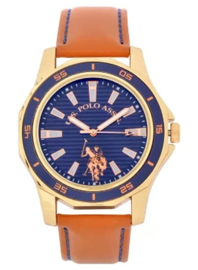 Mens Blue Dial Brown Strap Watch USC50490
