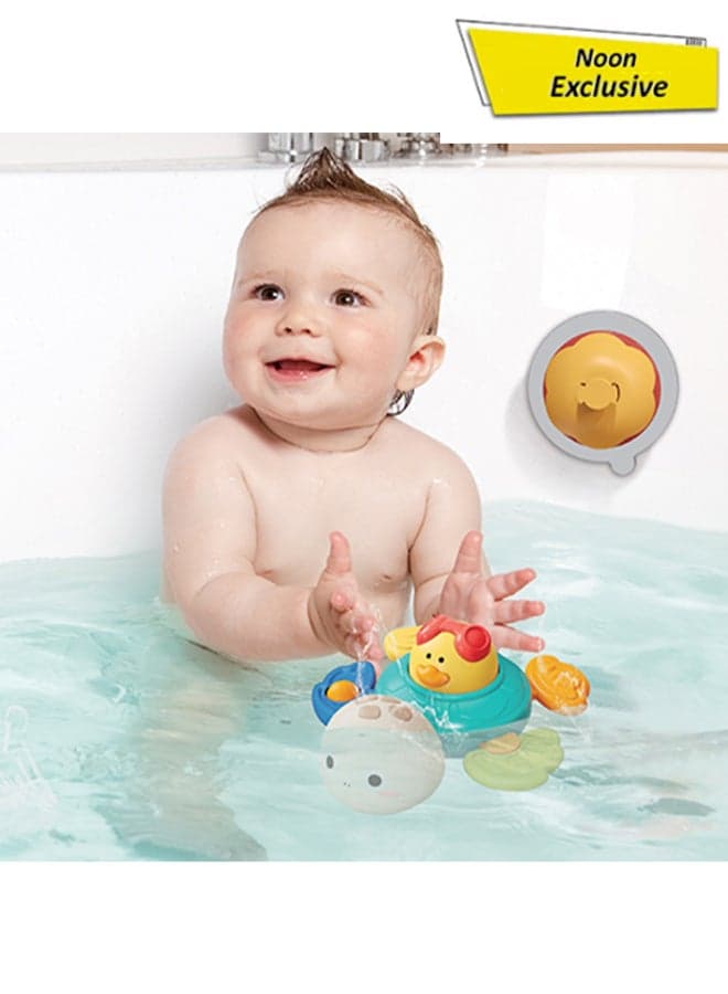 Baby Turtle Sensory Toy – 2-In-1 Suction Spinner With Music, Lights & Teether | Montessori Spinning Toy For High Chair, Table, Bath | Bpa-Free For Infants 6M+