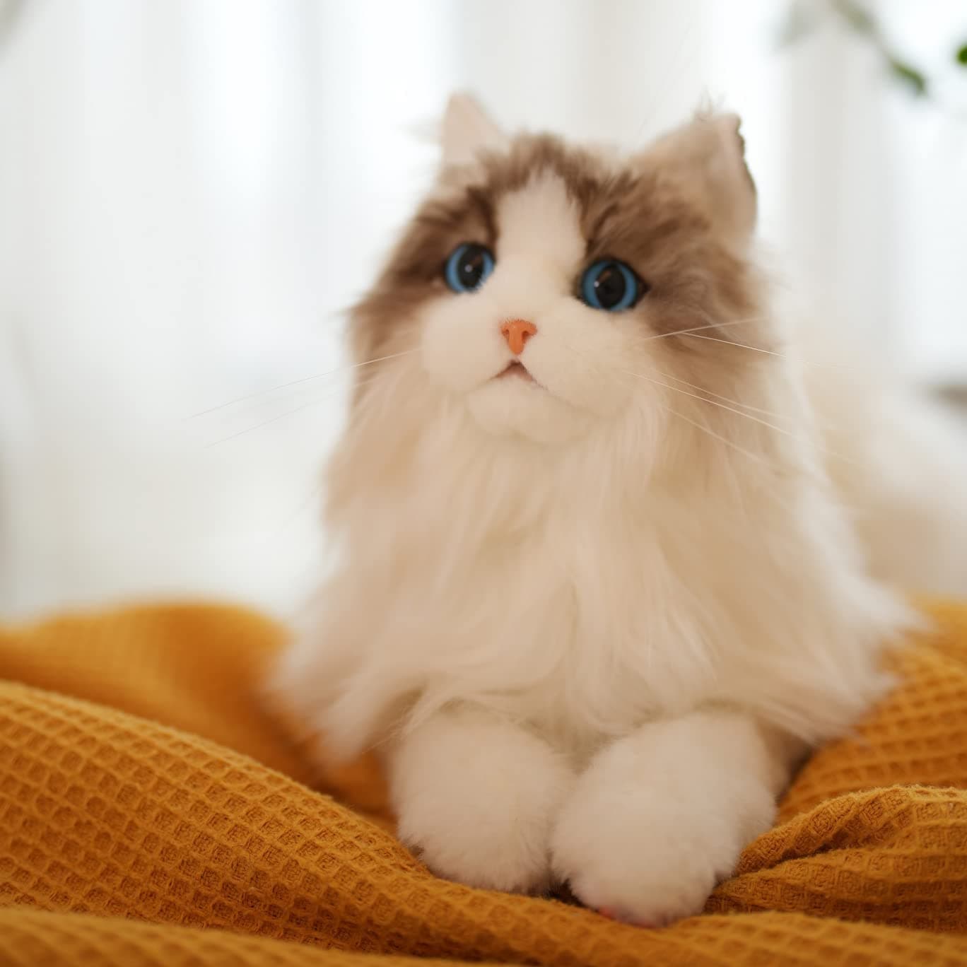 Chongker Stuffed Animals Handmade Cat Plush, Realistic Companion Pet, Lifelike White Cat
