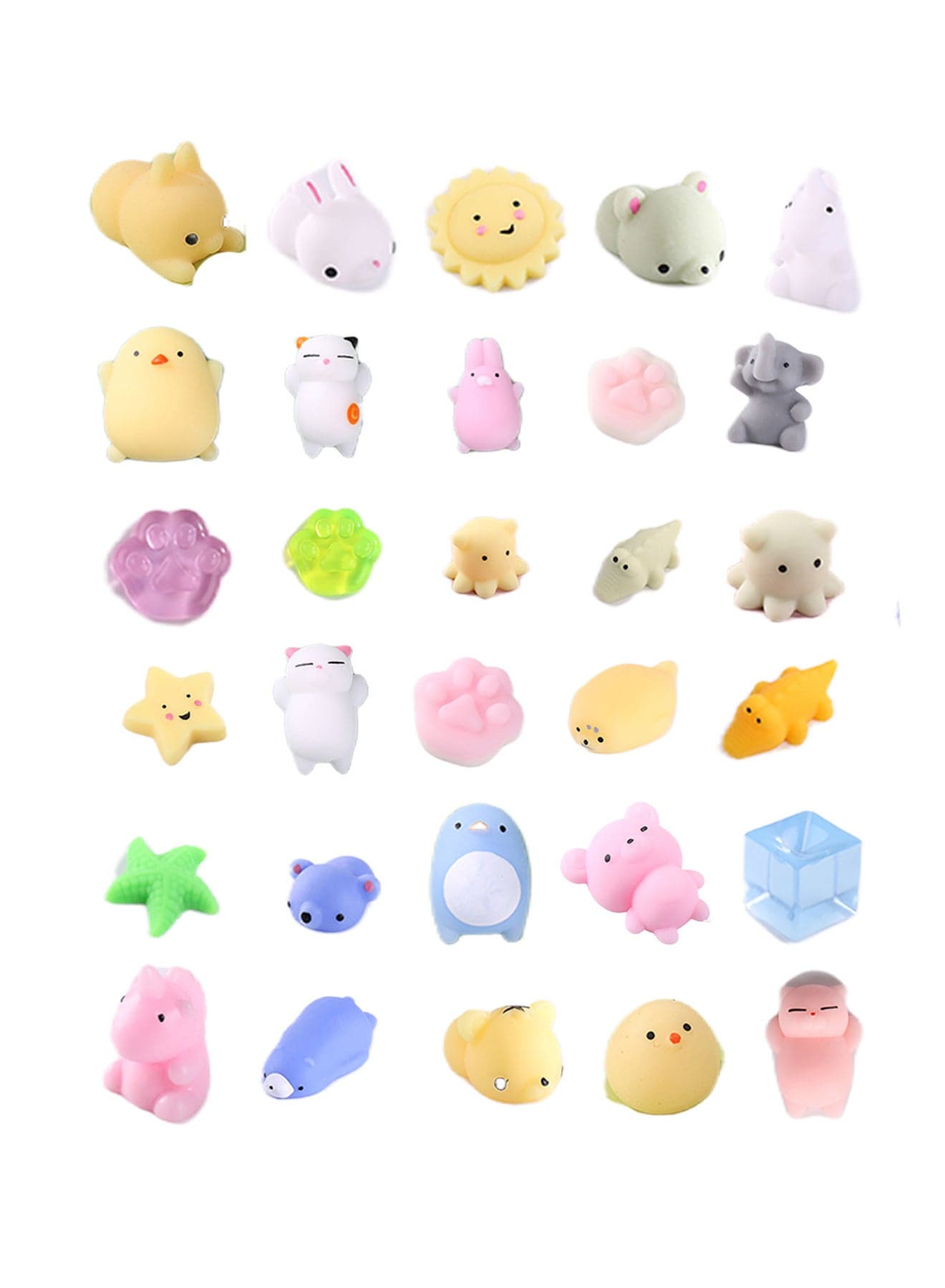 30 pcs Squishy Toys Mini Squishy Stress Relief Toy Set Animal Party Favors For Kids Colorful Bulk Classroom Prizes Rewards