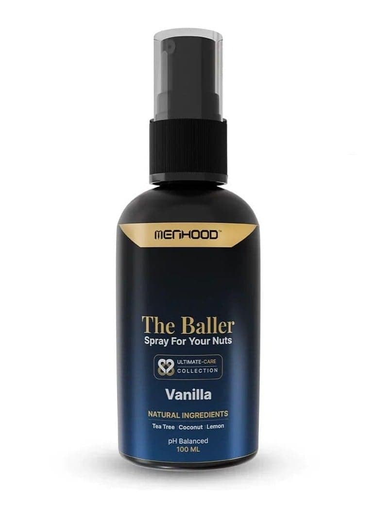 Menhood The Baller- Fresh Spray for Men Private Parts | Intimate Perfume | All Day Fresh| Prevents Itching, Sweating and Irritation Down There | 100 ML (Fragrance - Vanilla)