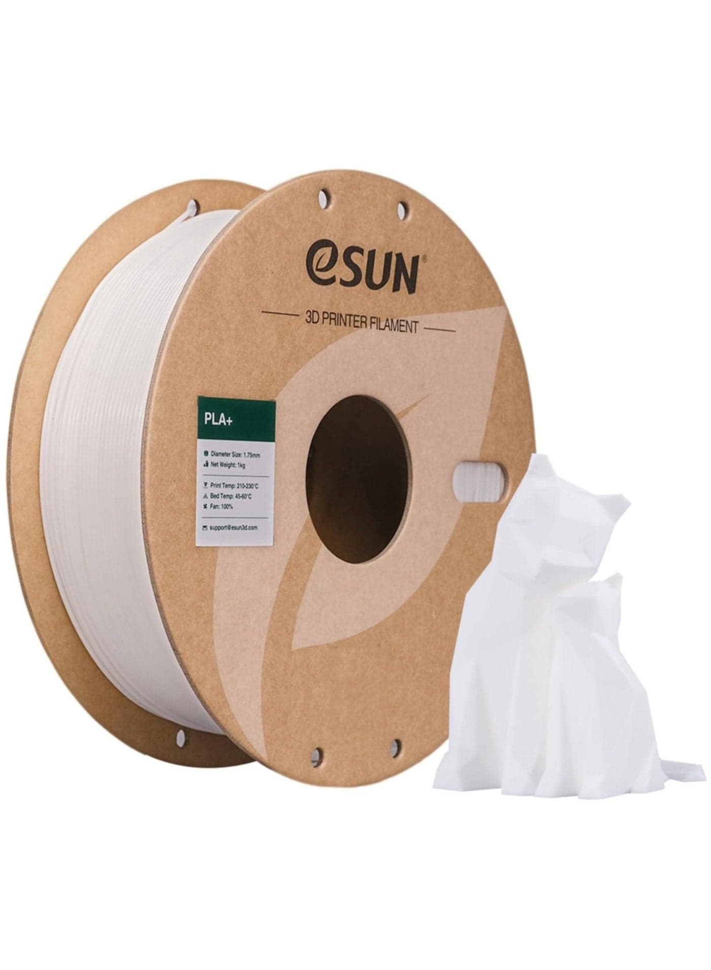 Esun Pla+ 1.75mm White 3D Printer Filament Crack Resistant Smooth Finish 1kg Spool