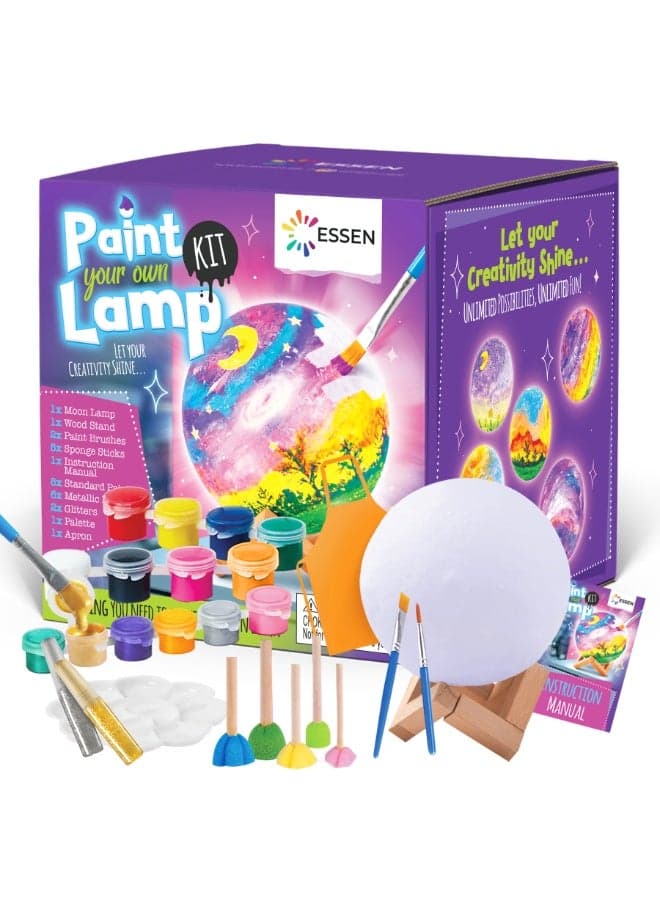Paint Your Own Moon DIY Lamp Kit, 3D Space Moon Night Light Painting Kit, DIY Craft Art Kit for Kids Girls Boys, Creative Toys Birthday Gift for Ages 6+