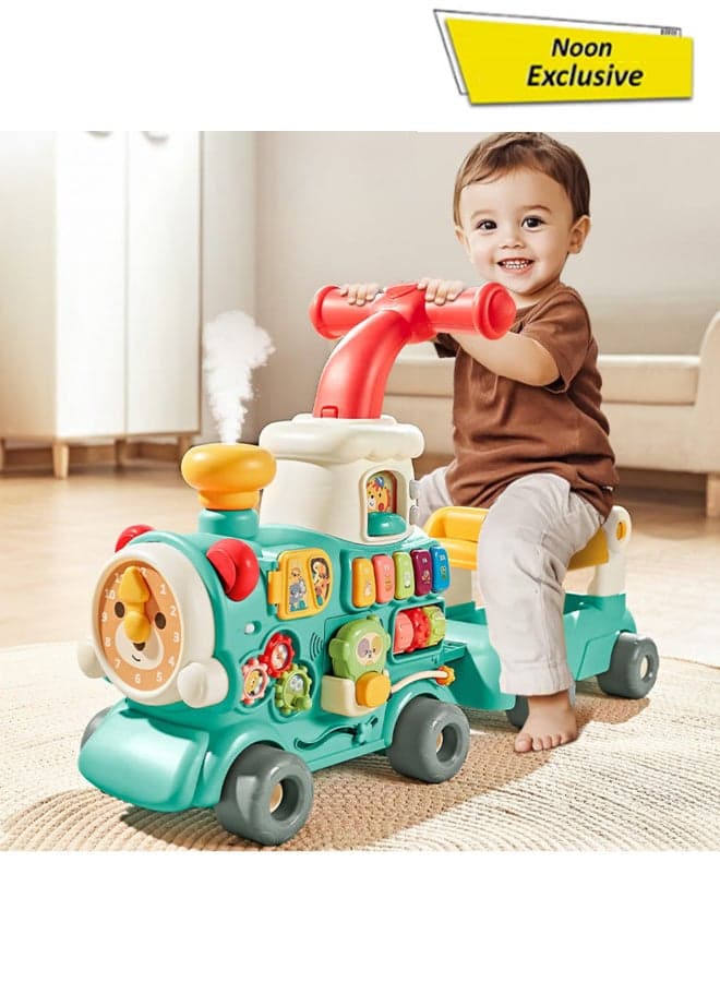 3-In-1 Train Baby Walker With Steam & Music | Sit & Play, Push Walker, Piano Keys | Multifunctional Baby Learning Toy With Realistic Steam, Sounds & Lights For Toddlers