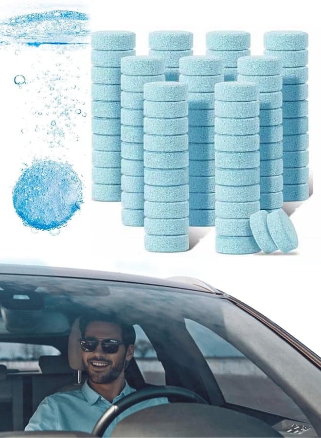 50PCS Washer Fluid Tablets, Car Windshield Washer Fluid Concentrated Clean Tablets, Windshield Effervescent Wiper Tablet Fit for Car Kitchen Room Window Glass, Remove Glass Stains, Clear vision