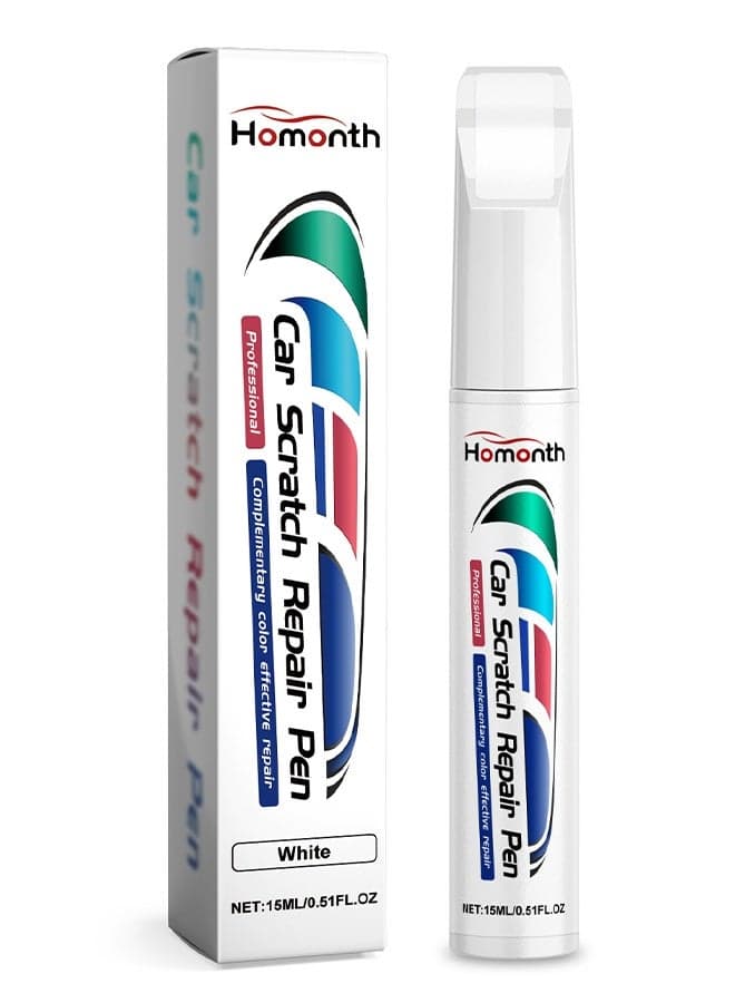 Car Scratch Repair Pen 15ml, Touch Up Paint for Cars, 2 in 1 Car Touch Up Paint Erase Car Scratches Pen for Vehicles, Quick & Easy to Repair Car Paint, Paint for Scratch Repair Various Cars (White)