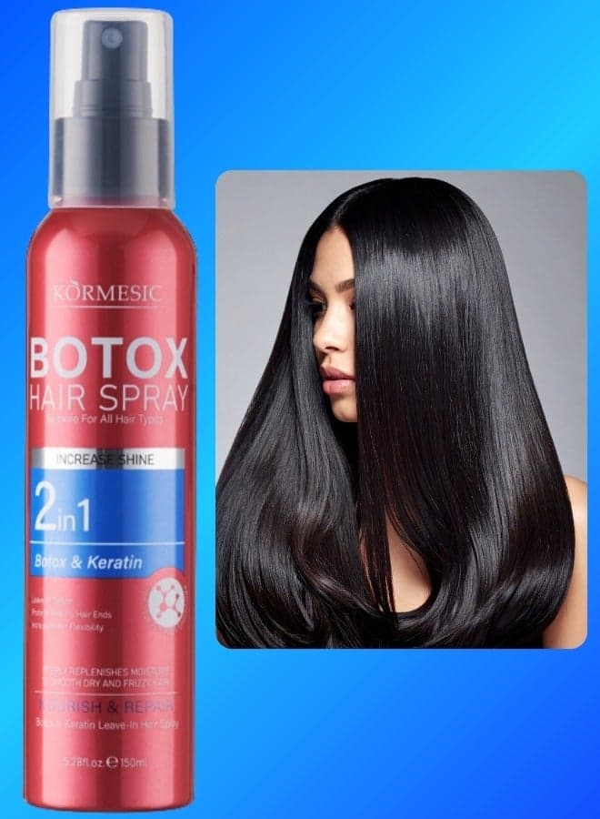 Leave In Botox Hair Spray 150ML Deeply Moisturizing Nourishing Repairing 2 in 1 Botox And Keratin Leave-in Hair Spray No Rince Smooth Hair Spray