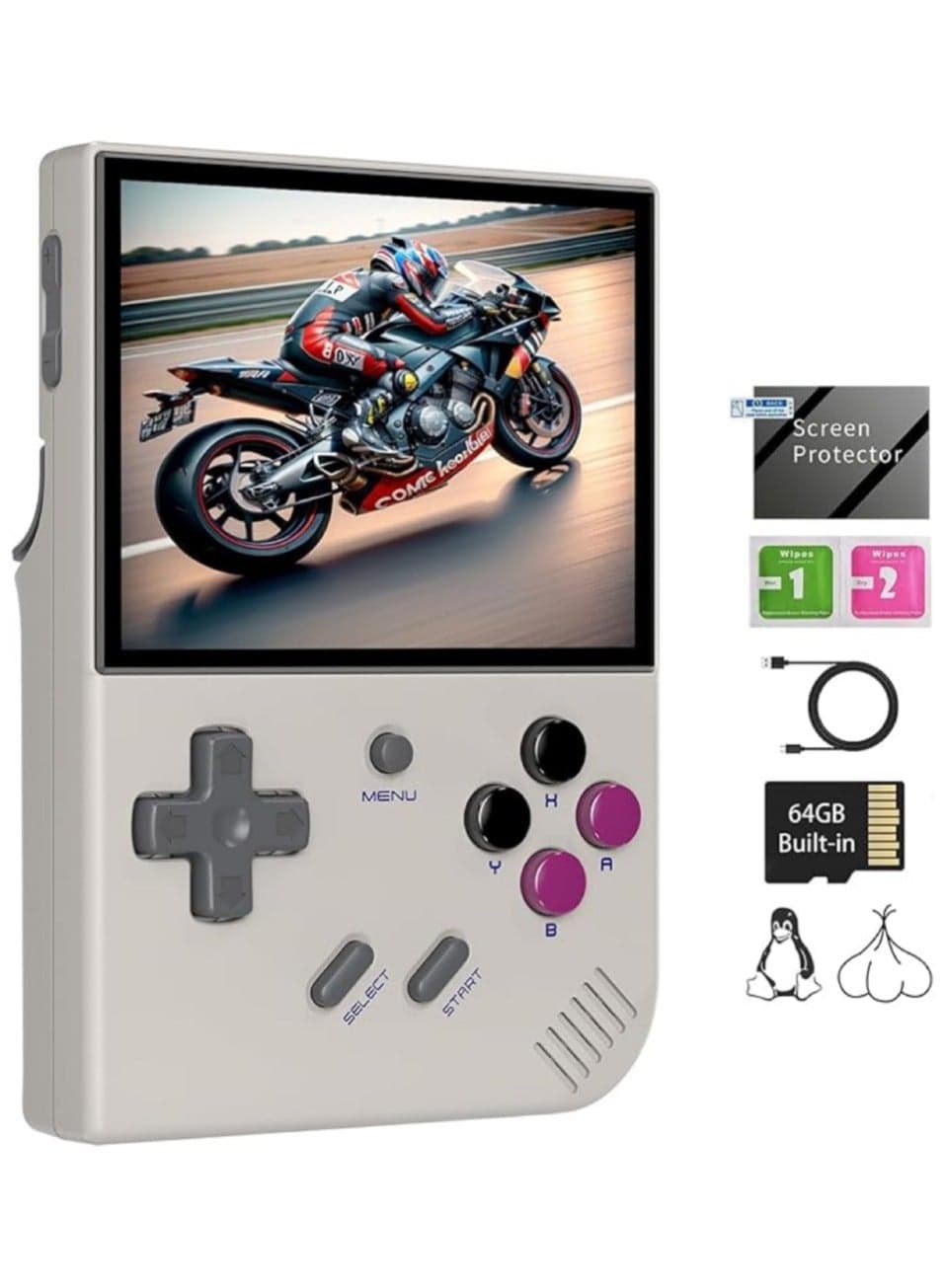 ANBERNIC RG35XX New Retro Handheld Game Console Linux System HDTV Output 3.5 Inch IPS Screen 64G TF Card 5500+ Classic Games 2600mAh Battery Grey