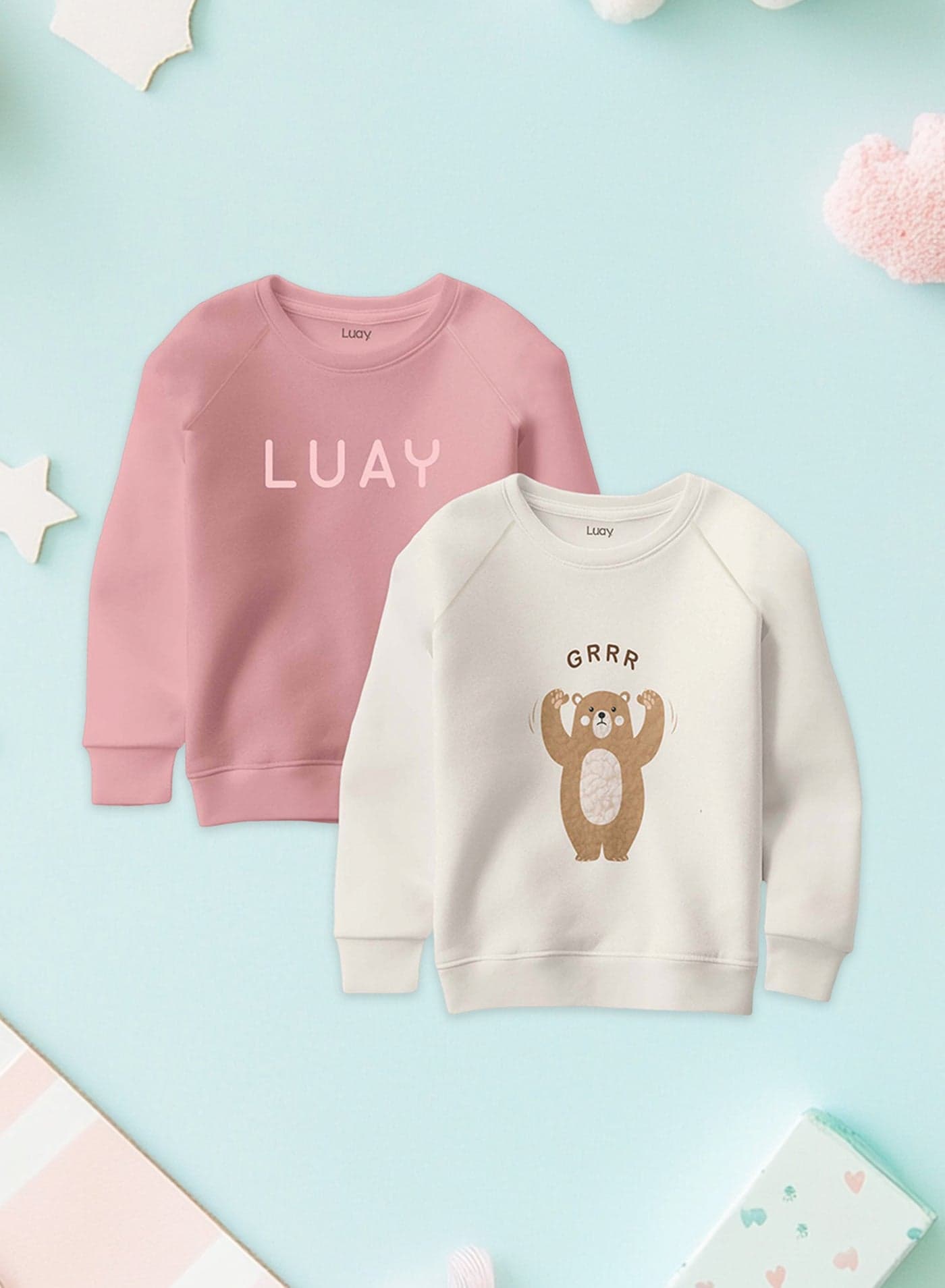 Unisex 100% Bamboo-Based Ultra-Soft Fabric Sweatshirts Combo Pack (Peach & Cream)