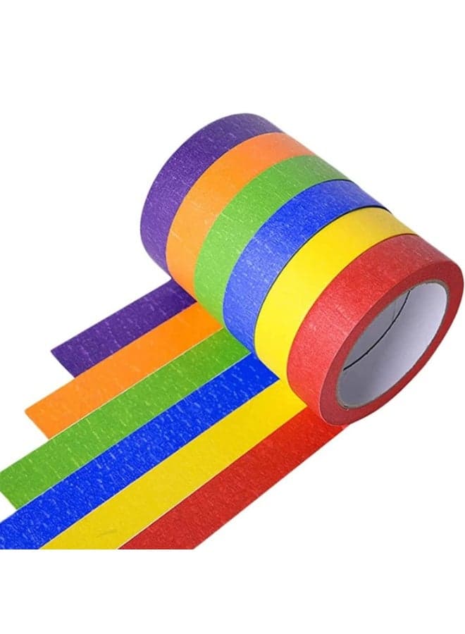 JZS Colored Masking Tape,Colored Painters Tape for DIY Arts Painting or Crafts, Labeling or Coding,Art Supplies for Kids Craft Tape,6 Different Color Rolls - Masking Tape (20mm x 12m)